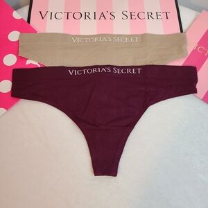 Victoria's Secret 2pk Seamless Stretch Nylon Thong Panties Size Sm